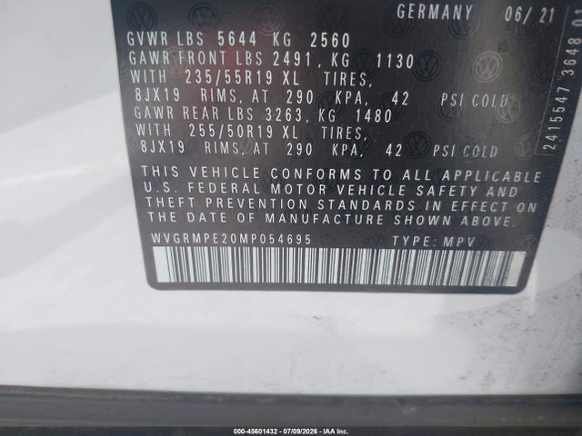 Volkswagen ID.4 PRO 2021 WVGRMPE20MP054695 Image 9