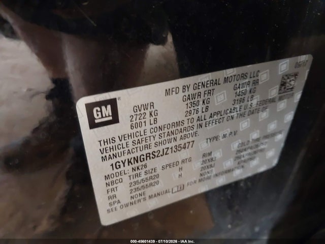 45601439 :رقم المزاد ، 1GYKNGRS2JZ135477 vin ، 2018 Cadillac Xt5 Platinum مزاد بيع