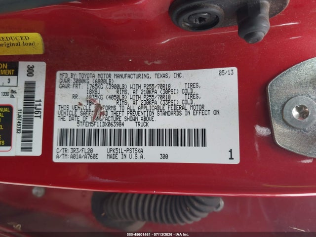 Продаж на аукціоні авто 2013 Toyota Tundra Grade 4.6l V8, vin: 5TFEM5F11DX063984, номер лоту: 45601461