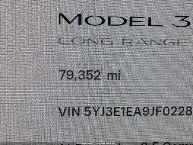 Продаж на аукціоні авто 2018 Tesla Model 3 Long Range/mid Range, vin: 5YJ3E1EA9JF022894, номер лоту: 45601465