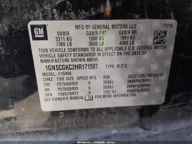 Chevrolet Suburban Ls 2017 1GNSCGKC2HR171587 Image 9