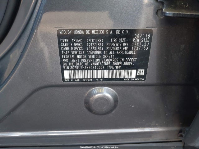 Honda HR-V LX 2019 3CZRU5H3XKG715304 Image 9