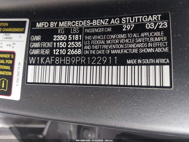W1KAF8HB9PR122911 Mercedes-Benz Amg C 43 4matic