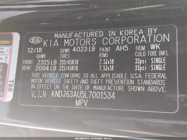 KNDJ63AU5L7001534 KIA Soul Gt-line