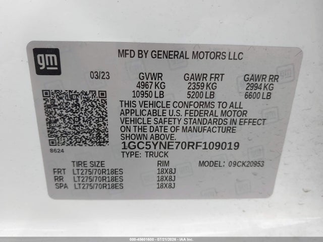 Aukcja sprzedaży 2024 Chevrolet Silverado 2500hd 4wd  Long Bed Lt, vin: 1GC5YNE70RF109019, numer aukcji: 45601600
