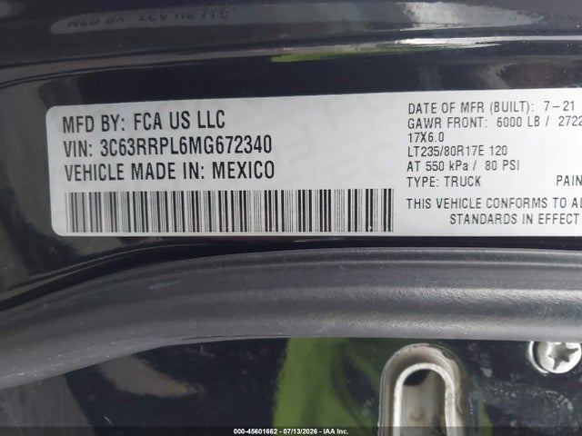 Продаж на аукціоні авто 2021 Ram 3500 Limited  4x4 6'4 Box, vin: 3C63RRPL6MG672340, номер лоту: 45601662
