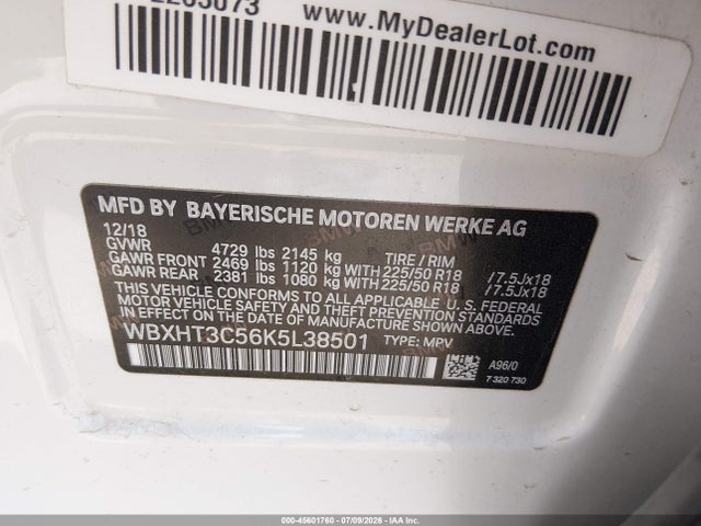 45601760 :رقم المزاد ، WBXHT3C56K5L38501 vin ، 2019 Bmw X1 Xdrive28i مزاد بيع