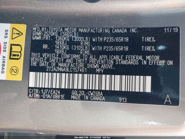 Lexus RX 350 2020 2T2AZMAA9LC157461 Image 9