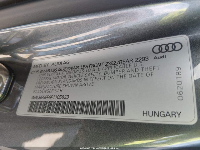 Auction sale of the 2015 Audi A3 2.0t Premium, vin: WAUBFGFF6F1105623, lot number: 45601794
