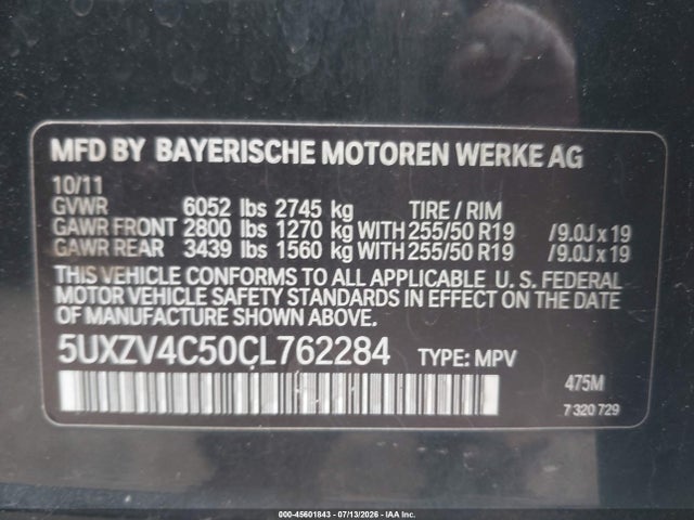 Aukcja sprzedaży 2012 Bmw X5 Xdrive35i/xdrive35i Premium/xdrive35i Sport Activity, vin: 5UXZV4C50CL762284, numer aukcji: 45601843