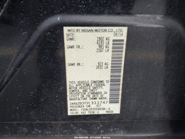 Nissan Leaf Sl 2015 1N4AZ0CP7FC311747 Image 9