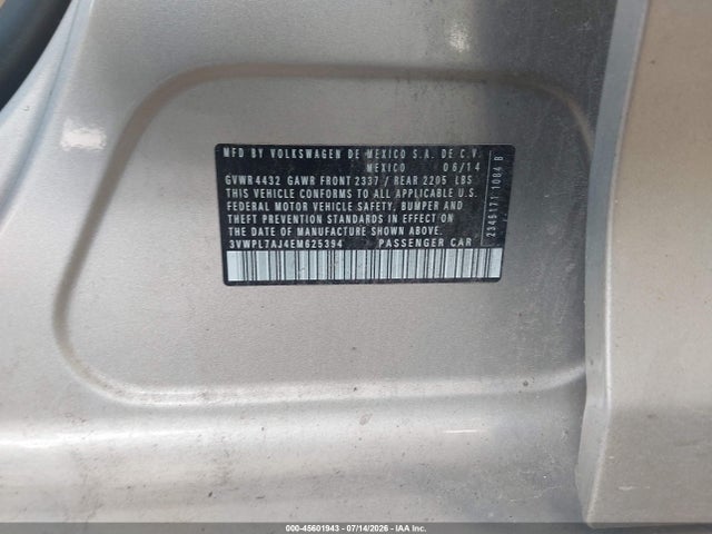 Aukcja sprzedaży 2014 Volkswagen Jetta Sportwagen 2.0l Tdi, vin: 3VWPL7AJ4EM625394, numer aukcji: 45601943