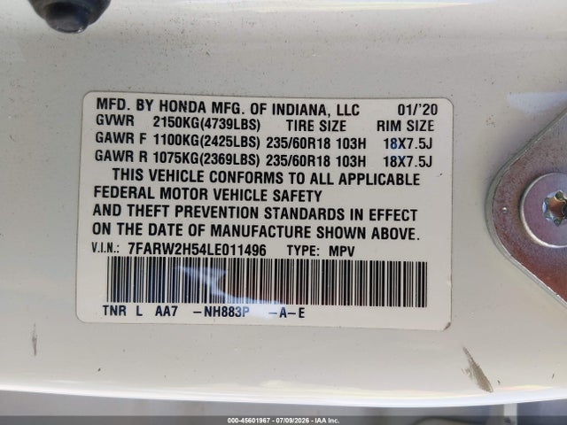 Honda Cr-v Awd Ex 2020 7FARW2H54LE011496 Image 9