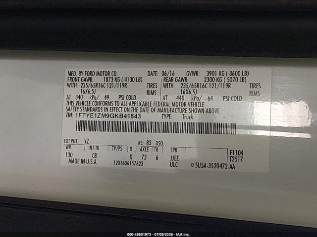Ford Transit-150 2016 1FTYE1ZM9GKB41843 Image 9