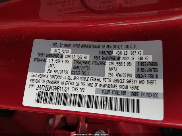 Aukcja sprzedaży 2024 Mazda Cx-30 2.5 S Select Sport, vin: 3MVDMBBM7RM611721, numer aukcji: 45601982