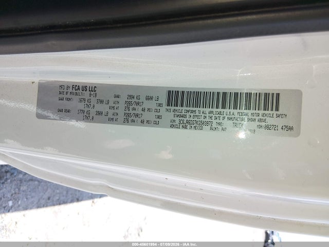 2019 Ram 1500 Classic Tradesman  4x2 8' Box მანქანა იყიდება აუქციონზე, vin: 3C6JR6DG7KG503972, აუქციონის ნომერი: 45601994