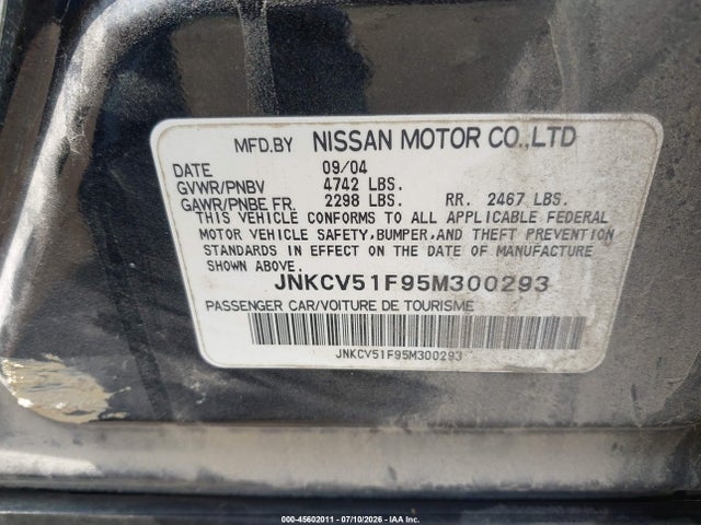 Aukcja sprzedaży 2005 Infiniti G35x, vin: JNKCV51F95M300293, numer aukcji: 45602011