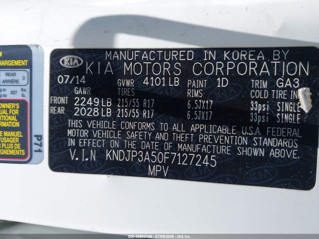 KNDJP3A50F7127245 KIA SOUL +