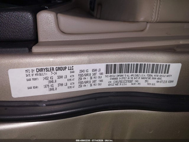 Продажа на аукционе авто 2014 Jeep Grand Cherokee Limited, vin: 1C4RJFBG1EC578387, номер лота: 45602230
