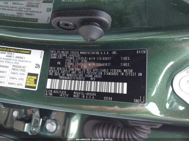 Продаж на аукціоні авто 2026 Toyota Corolla Cross Le, vin: 7MUBAABG5TV169878, номер лоту: 45602235