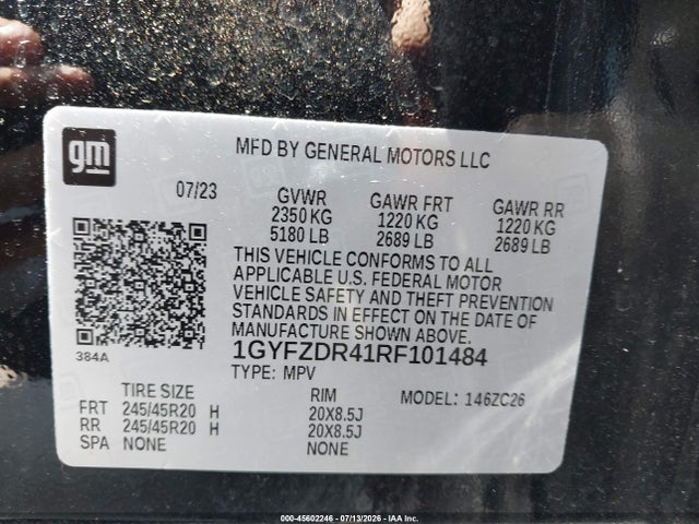 45602246 :رقم المزاد ، 1GYFZDR41RF101484 vin ، 2024 Cadillac Xt4 Awd Premium Luxury مزاد بيع