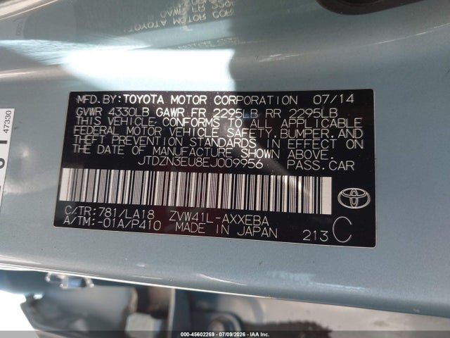 JTDZN3EU8EJ009956 Toyota Prius V Five
