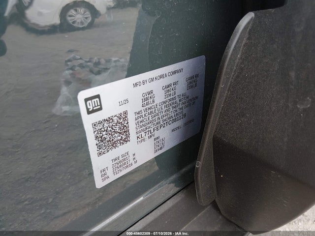 Aukcja sprzedaży 2026 Chevrolet Trax Fwd Ls, vin: KL77LFEP2TC081128, numer aukcji: 45602309