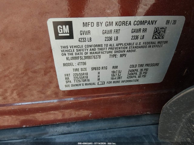Aukcja sprzedaży 2021 Buick Encore Gx Fwd Essence, vin: KL4MMFSL3MB076378, numer aukcji: 45602493