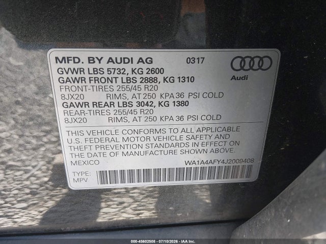 WA1A4AFY4J2009408 Audi Sq5 3.0t Premium Plus