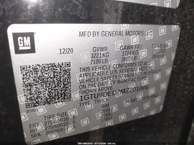 Продажа на аукционе авто 2021 Gmc Sierra 1500 4wd  Short Box Slt, vin: 1GTU9DED2MZ201006, номер лота: 45602518
