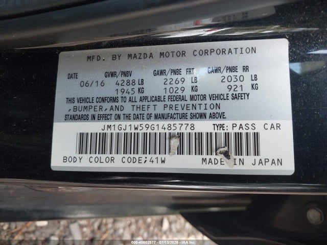 Продаж на аукціоні авто 2016 Mazda Mazda6 I Grand Touring, vin: JM1GJ1W59G1485778, номер лоту: 45602577