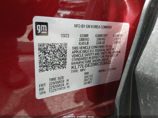 KL77LGE20RC016622 Chevrolet Trax Fwd 1rs
