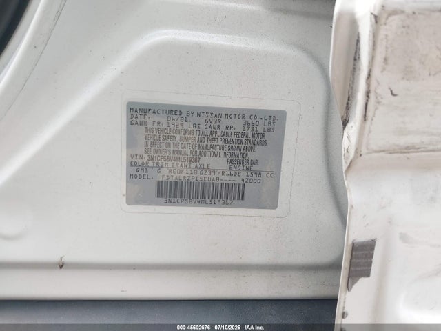 Продажа на аукционе авто 2021 Nissan Kicks S Xtronic Cvt, vin: 3N1CP5BV4ML519367, номер лота: 45602676