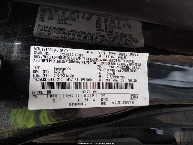 1FADP3K2XEL145233 Ford FOCUS SE