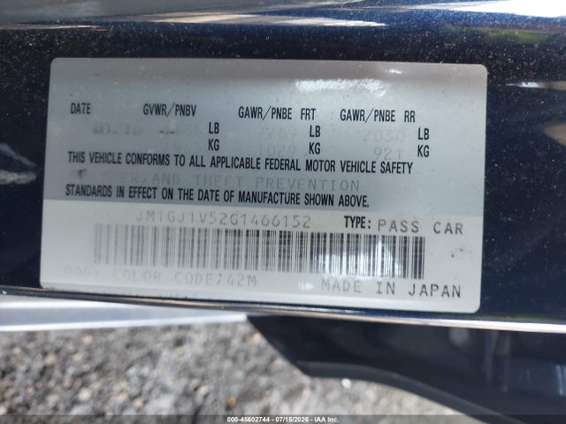 Продаж на аукціоні авто 2016 Mazda Mazda6, vin: JM1GJ1V52G1466152, номер лоту: 45602744