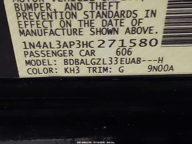 1N4AL3AP3HC271580 Nissan Altima 2.5 S