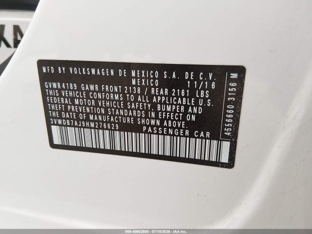 Volkswagen Jetta 1.4t Se 2017 3VWDB7AJ9HM276629 Image 9