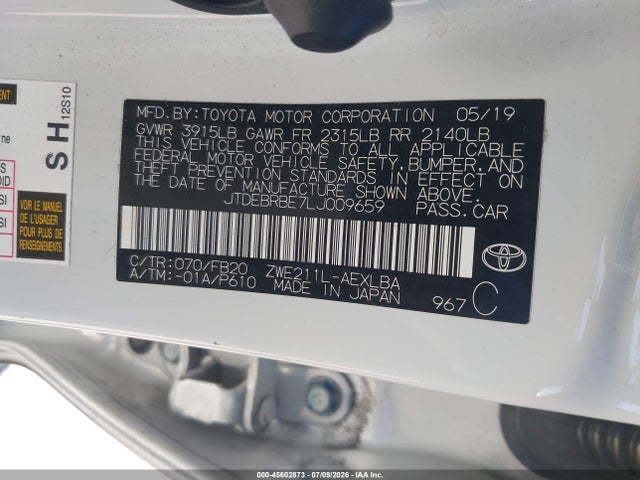 Toyota Corolla Hybrid Le 2020 JTDEBRBE7LJ009659 Image 9