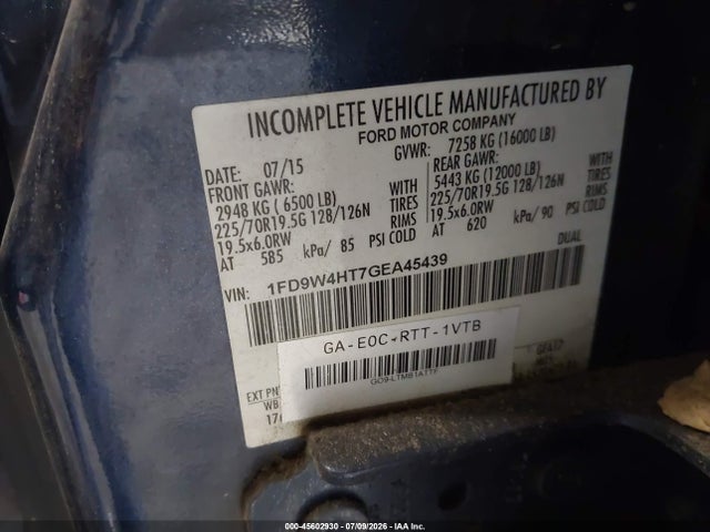 Ford F-450 Chassis Xl 2016 1FD9W4HT7GEA45439 Image 9