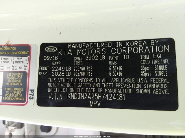 Aukcja sprzedaży 2017 Kia Soul, vin: KNDJN2A25H7424181, numer aukcji: 45602974