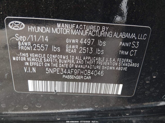 Продажа на аукционе авто 2015 Hyundai Sonata Limited, vin: 5NPE34AF9FH084046, номер лота: 45603044