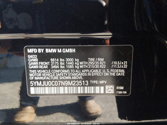 BMW X5 M 2022 5YMJU0C07N9M23513 Image 9