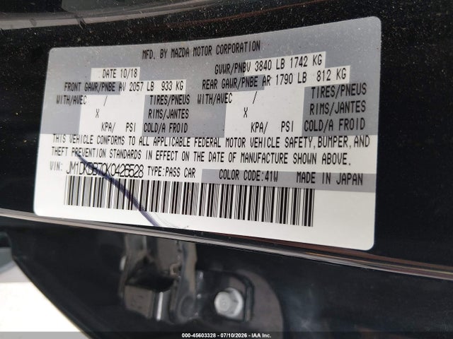 Aukcja sprzedaży 2019 Mazda Cx-3 Sport, vin: JM1DKDB70K0426528, numer aukcji: 45603328