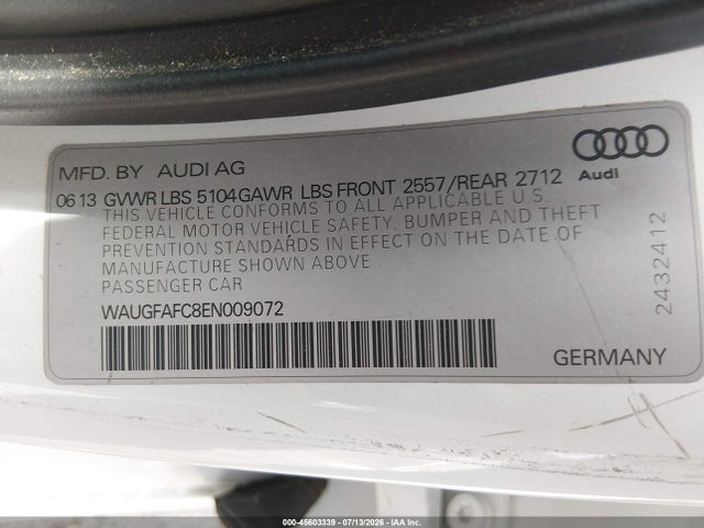 Продажа на аукционе авто 2014 Audi A6 2.0t Premium, vin: WAUGFAFC8EN009072, номер лота: 45603339