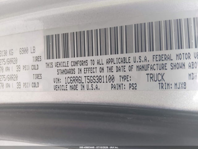 RAM 1500 Lone Star 2016 1C6RR6LT5GS381100 Image 9