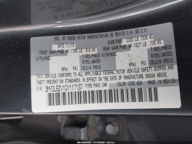 Продажа на аукционе авто 2016 Scion Ia, vin: 3MYDLBZV1GY117137, номер лота: 45603463
