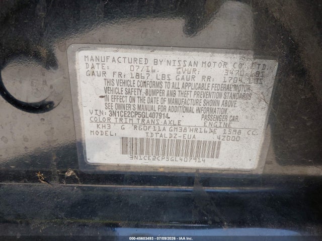 Nissan Versa Note S (sr)/s Plus/sl/sr/sv 2016 3N1CE2CP5GL407914 Image 9