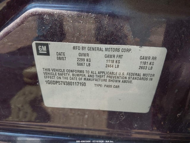 Продажа на аукционе авто 2008 Cadillac Cts Awd W/1sb, vin: 1G6DP57V380117193, номер лота: 45603498