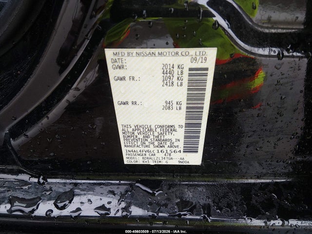 45603509 :رقم المزاد ، 1N4AL4FV6LC161564 vin ، 2020 Nissan Altima Platinum Vc-turbo Fwd مزاد بيع