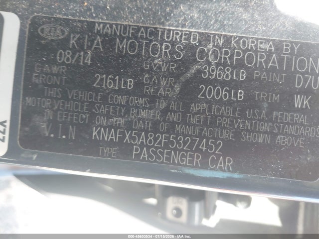 KNAFX5A82F5327452 KIA FORTE EX